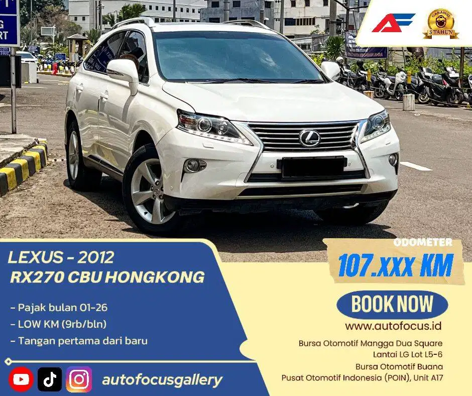 Lexus RX 270 CBU Hongkong Version.. Premium Sound Sunroof White On Bro