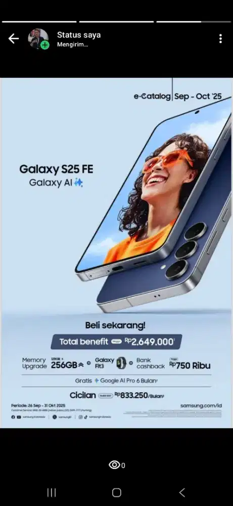 promo first launch S25Fe free galaxy fit3 +cb bank up to 750k