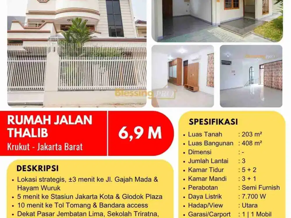 Dijual Rumah jl Thalib Krukut jakarta barat