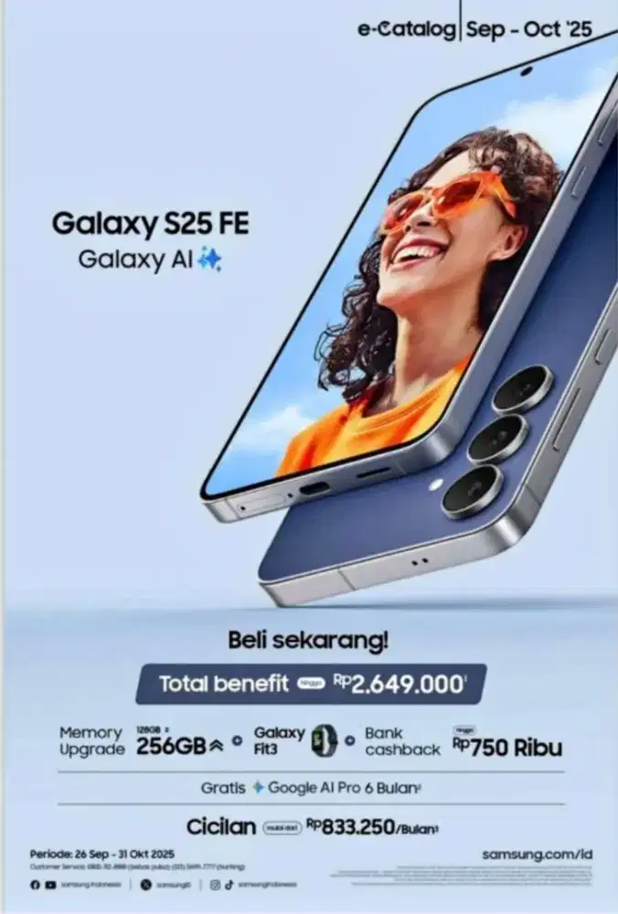 promo samsung galaxy S25 fe free fit 3 + travel adaptor