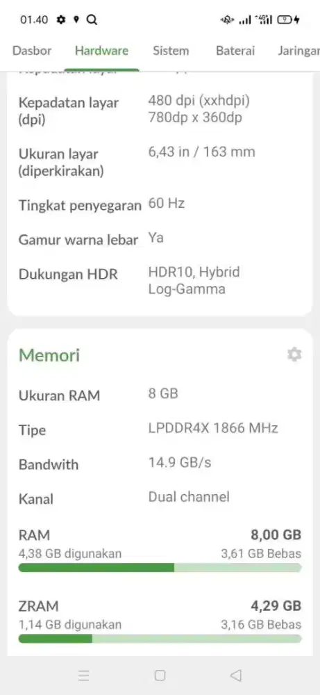 Oppo r17 pro 8/128 NFC hp casan tipe c