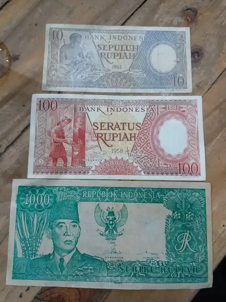 uang lama 10, 100, 1000 rupiah