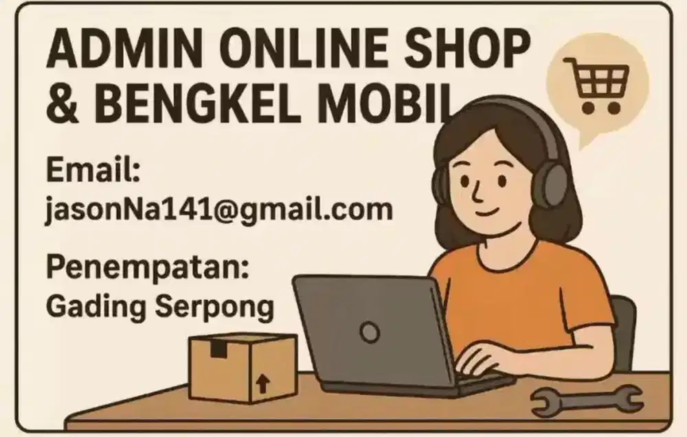 Lowongan kerja: admin bengkel & online shop