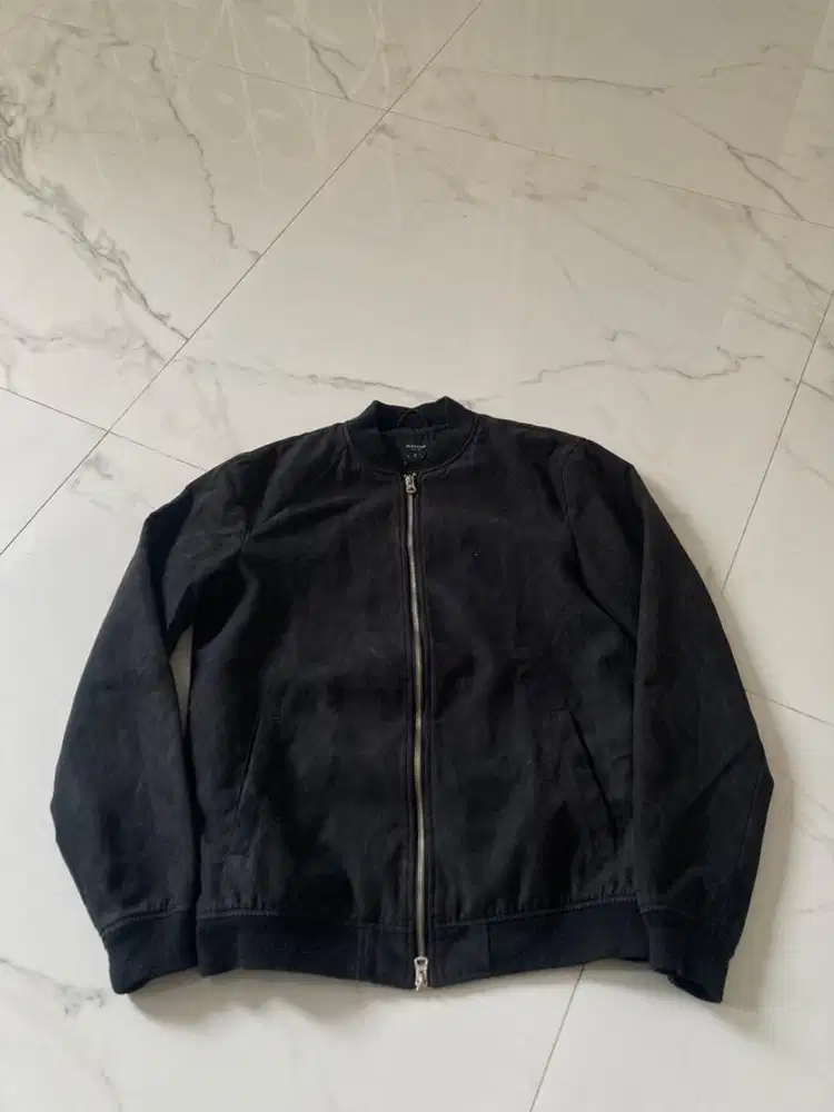 Bomber Jacket Suede Pull and Bear Black