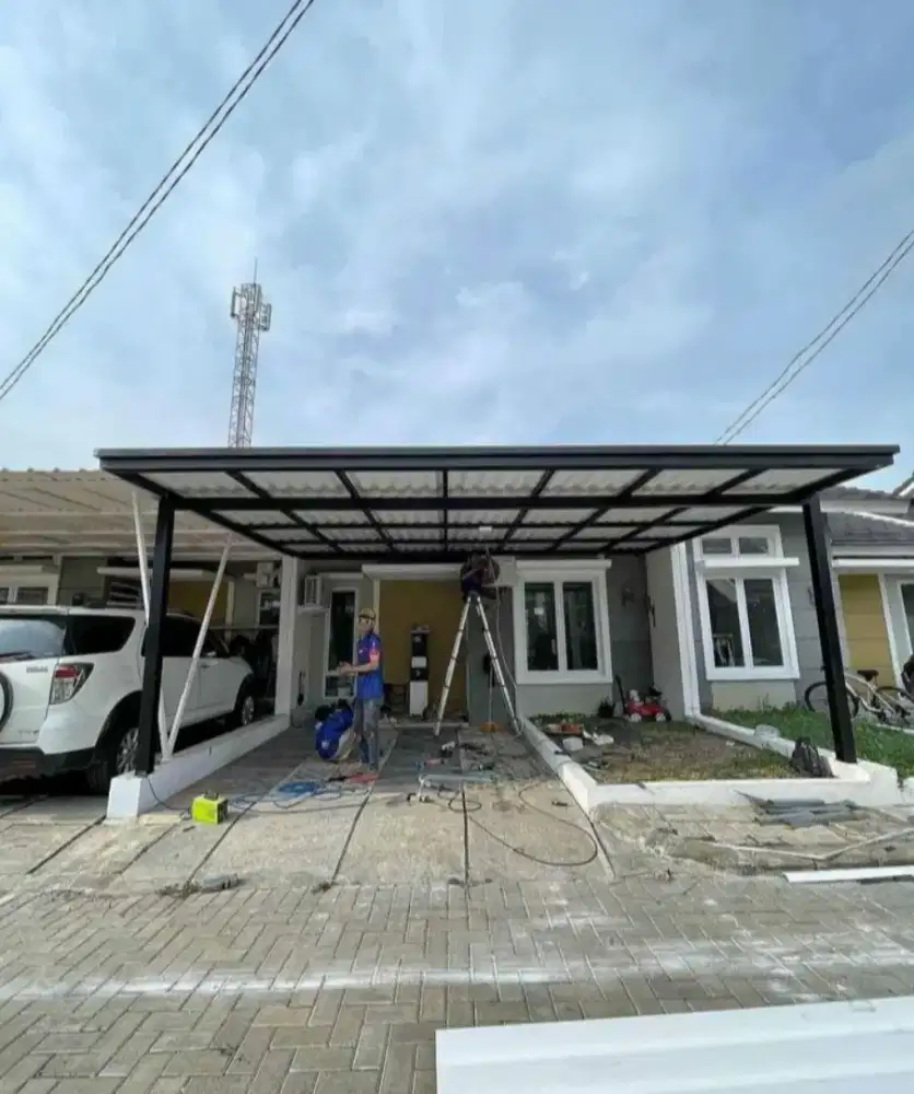Kanopi alderon double layer kombinasi list profil talang air