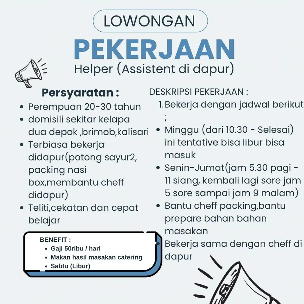 Lowongan kerja Helper