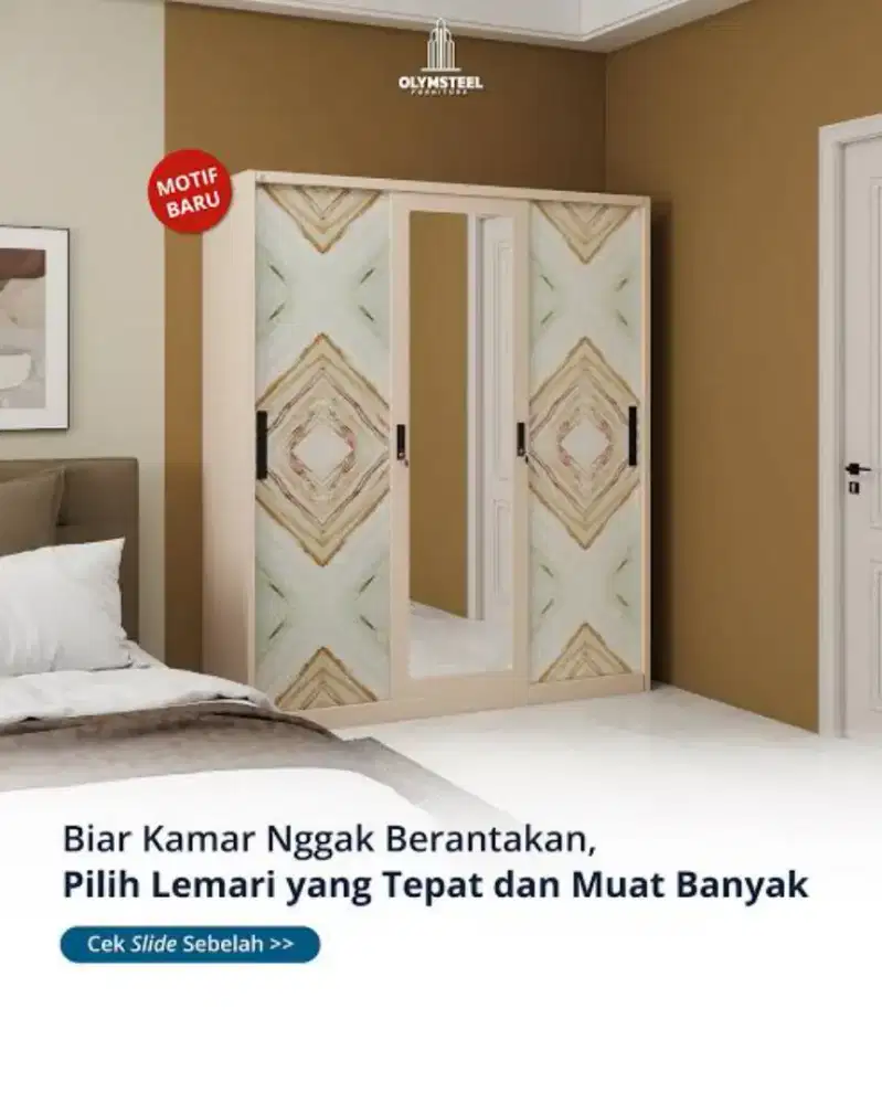 Lemari Besi 3 Pintu Sliding Olymsteel Motif Altair Murah Jogja (Ars)