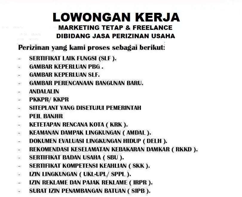 Butuh segera Marketing Tetap dan Freelance