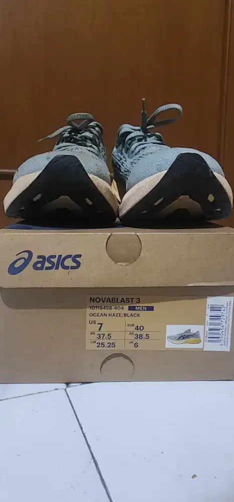 Sepatu asics novablast3 original ocean haze/black size us7 eur40