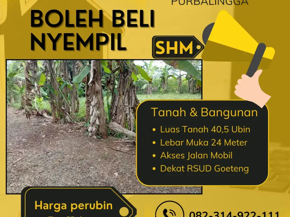 Jual Tanah Di Purbalingga, Murah Harga Nego