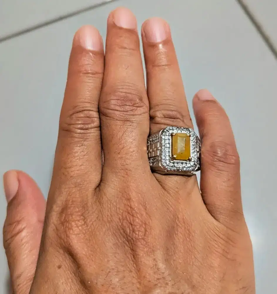 Batu Yellow shapire ring 7 ada memo