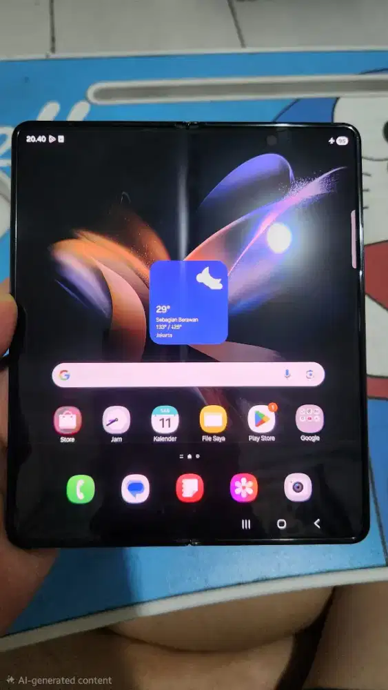 Samsung Z Fold 4 512GB Phantom Black Mulus Minus Pink Line Halus