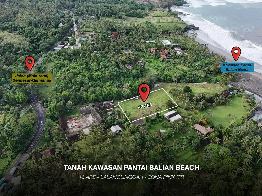 Tanah 46 Are di Kawasan Pantai Balian Beach, Tabanan, Bali.