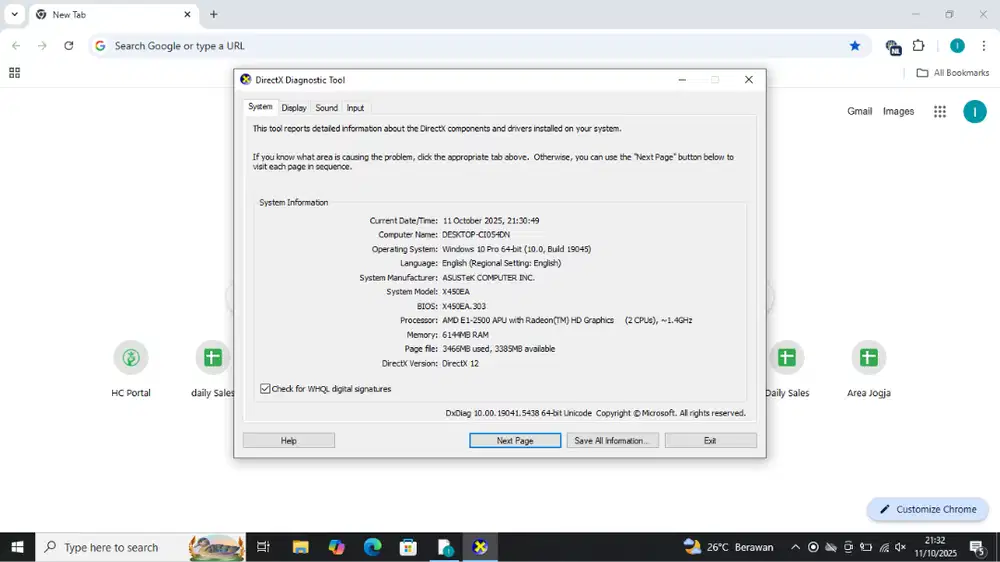 Laptop Asus AMD E1 NEGO