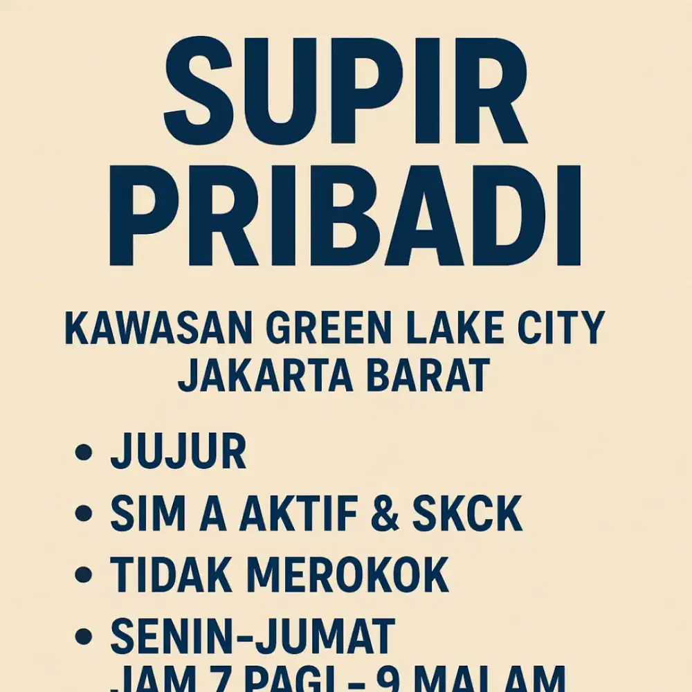 Lowongan Supir Pribadi - Green Lake
