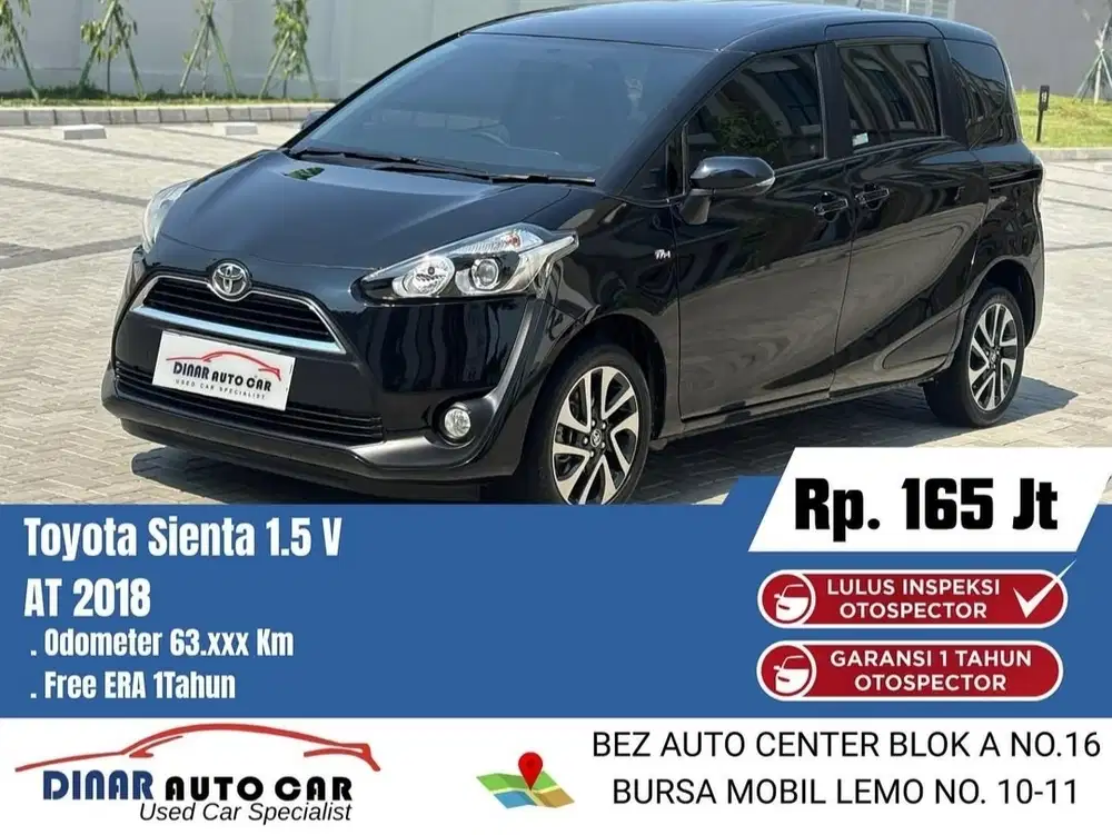 (63Rb) Sienta V Matic 2018 record toyota Warenty 1TH 30Jt *Dinar auto*