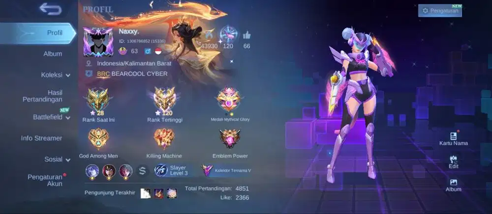 Jual akun ml ex immo