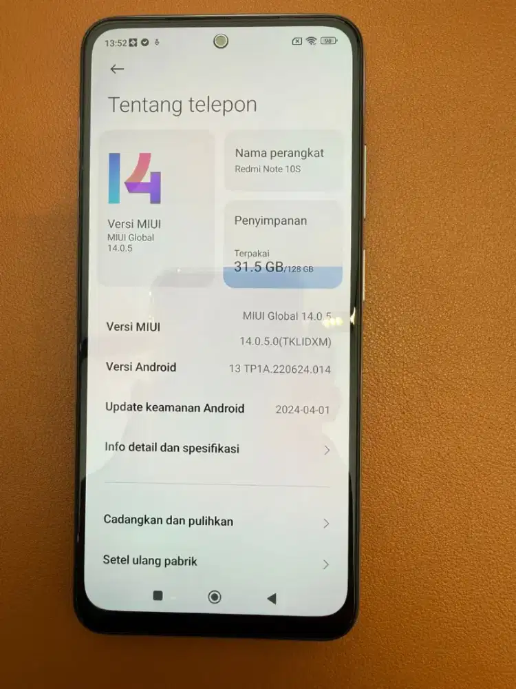 Redmi note 10s putih