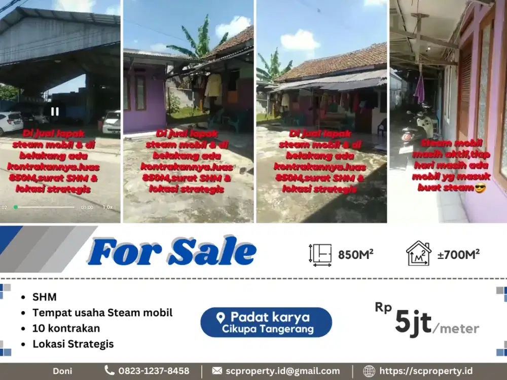 Dijual Murah!!! tempat usaha Steam mobil + 10 kontrakan di Padat karya, Cikupa Tangerang
