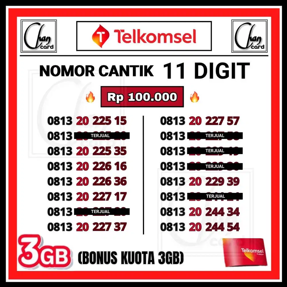 Nomor Cantik Simpati 11 Digit Kartu Perdana Telkomsel Termurah