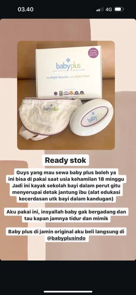Baby plus sewa medan