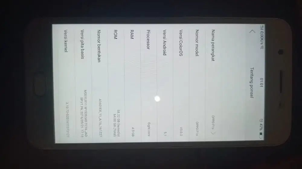 Sudah punya hp yang baru. Jual apa adanya aja. Oppo f1s