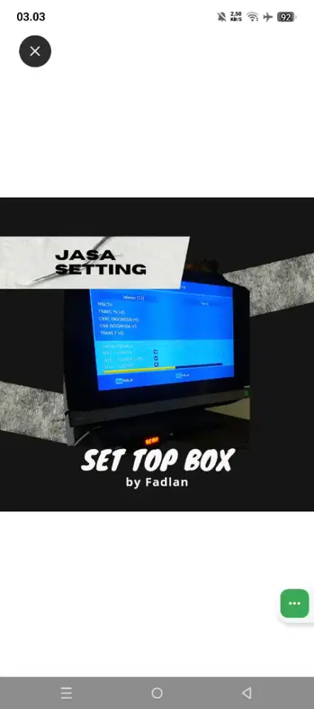 Jasa setting set top box
