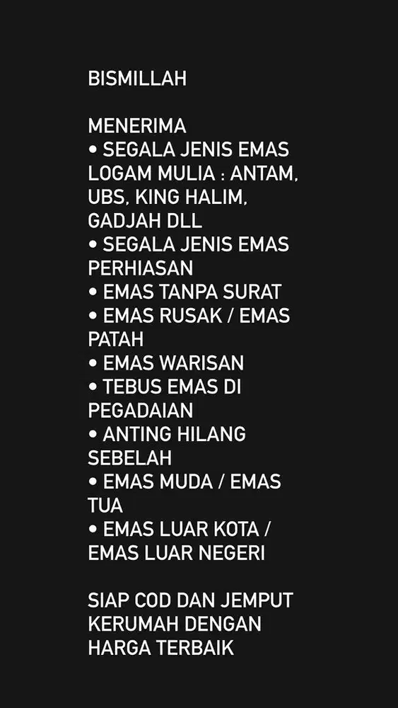 Melayani / Menerima Emas Rusak, Emas Tanpa Surat dll