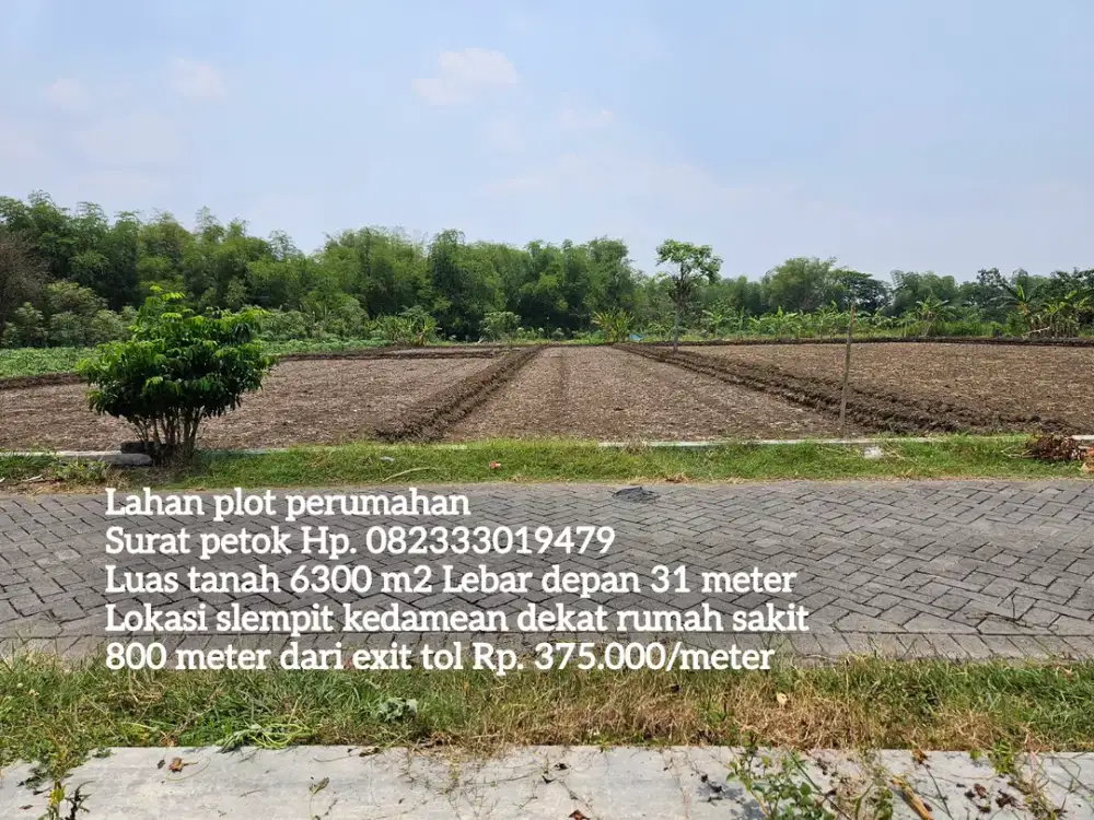 Lahan plot perumahan kedamean dekat exit tol