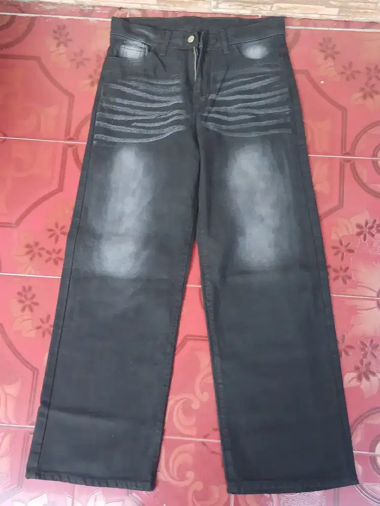 Celana Jeans Washed Loose Pants Korean Style