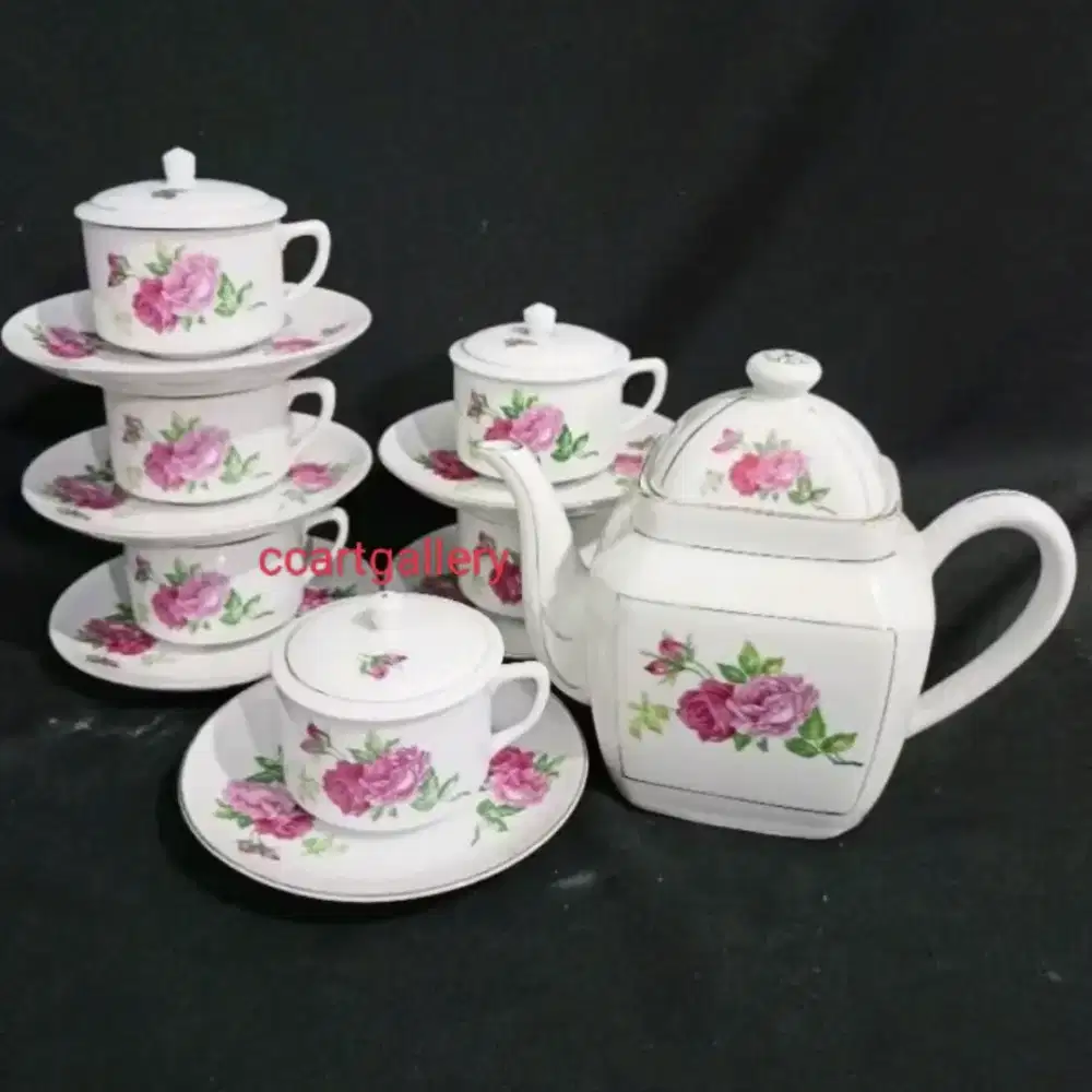 Kopi set jadul twin rose - teaset antik
