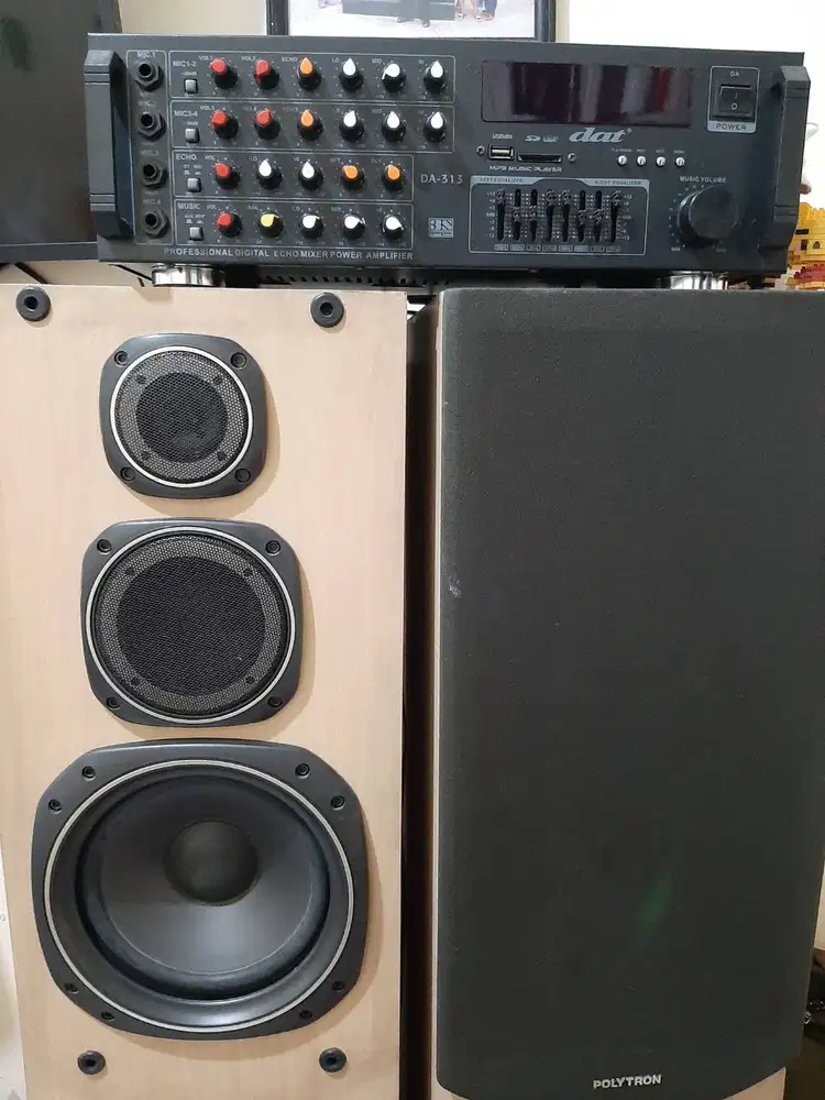 Dijual Ampli DAT DA313 plus 2 speaker pasif Polytron