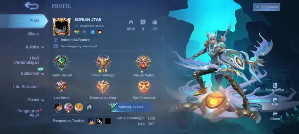 Jual akun Ml 30K