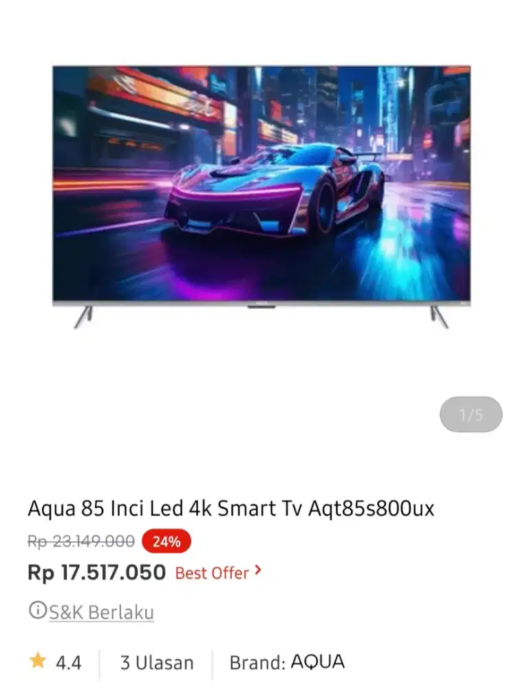 AQUA QLED LED GOOGLE TV 85 INCI