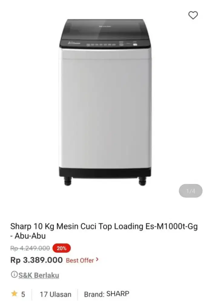 [CICILAN TANPA DP] MESIN CUCI SHARP 10 Kg