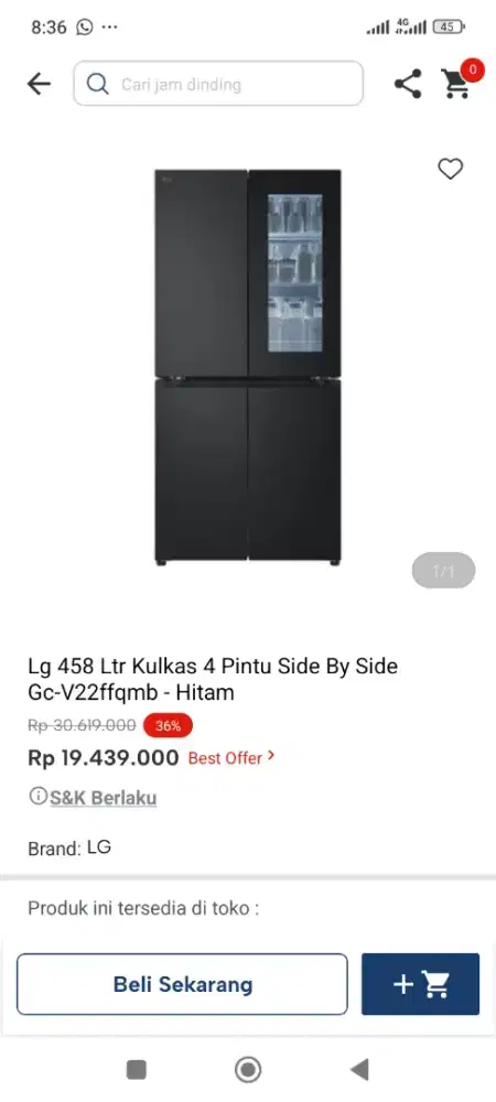 Kulkas LG 4pintu ketuk bisa cicilan tanpa DP syarat ktp