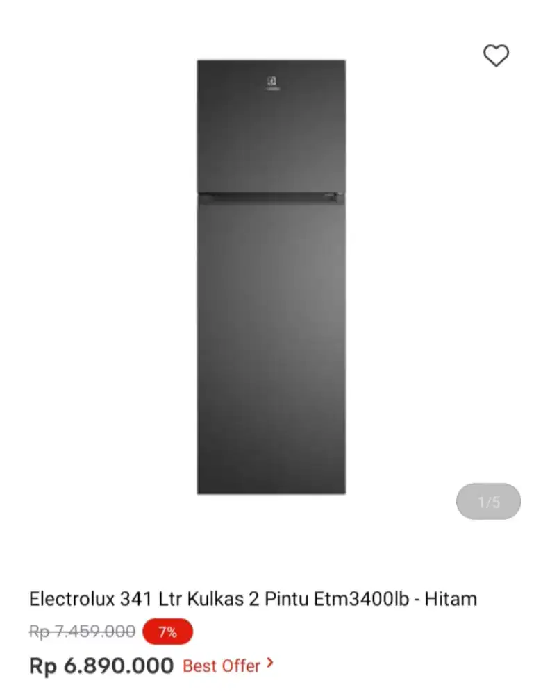 Electrolux 341 Ltr Kulkas 2 Pintu Etm3400lb - Hitam