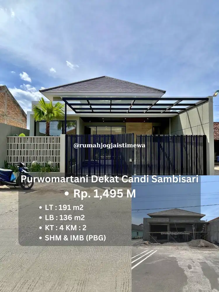 Rumah Baru Dengan Tanah Luas Desain Kontemporer di Purwomartani