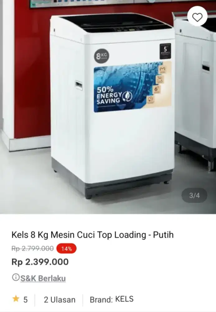 PROMO KREDIT KELS 8KG MESIN CUCI TOP LOADING
