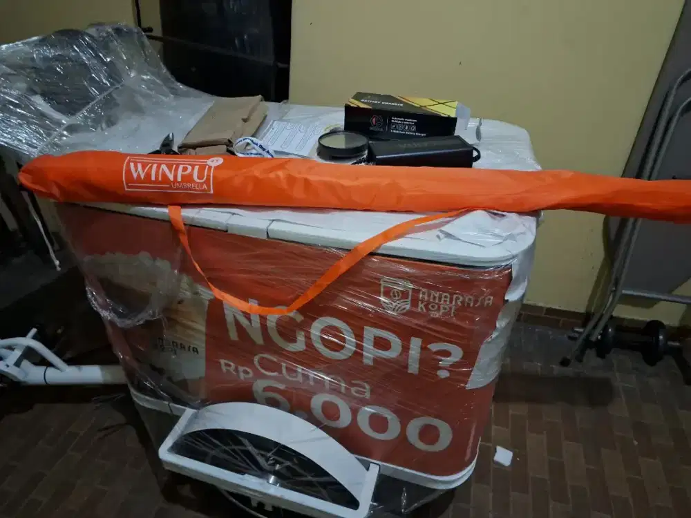 Sepeda Listrik & Gerobak untuk penjualan kopi keliling