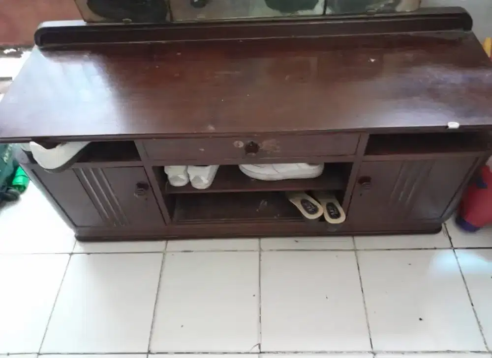 Meja Rias Kayu Jati Asli + Cermin, Klasik & Kokoh