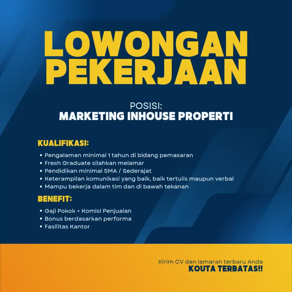 Dibutuhkan Segera Marketing Inhouse Property di Sepatan