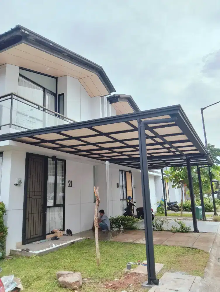Kanopi alderon single layer kombinasi list profil talang air