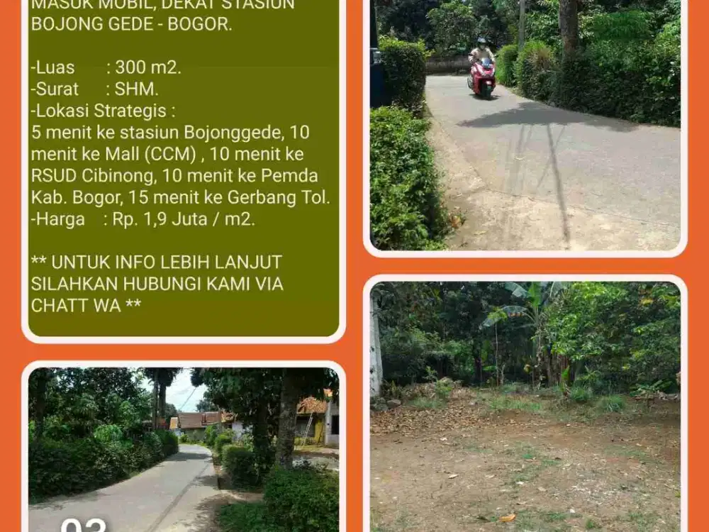 Tanah murah 300m2 SHM datar strategis dekat stasiun Bojonggede - Bogor .03