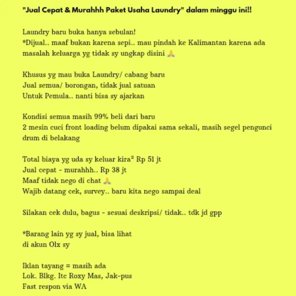 Jual Cepat & Murah paket usaha Laundry.. dalam minggu ini!!