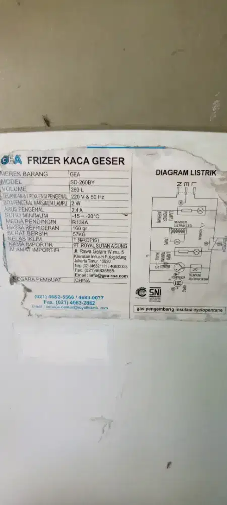 Freezer merk GEA 260 L