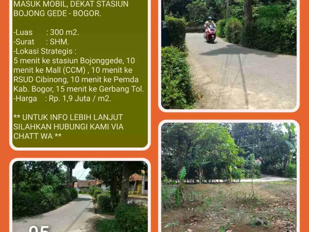 Tanah murah 305m2 SHM rata siap bangun strategis dekat stasiun di Bojonggede -Bogor.05