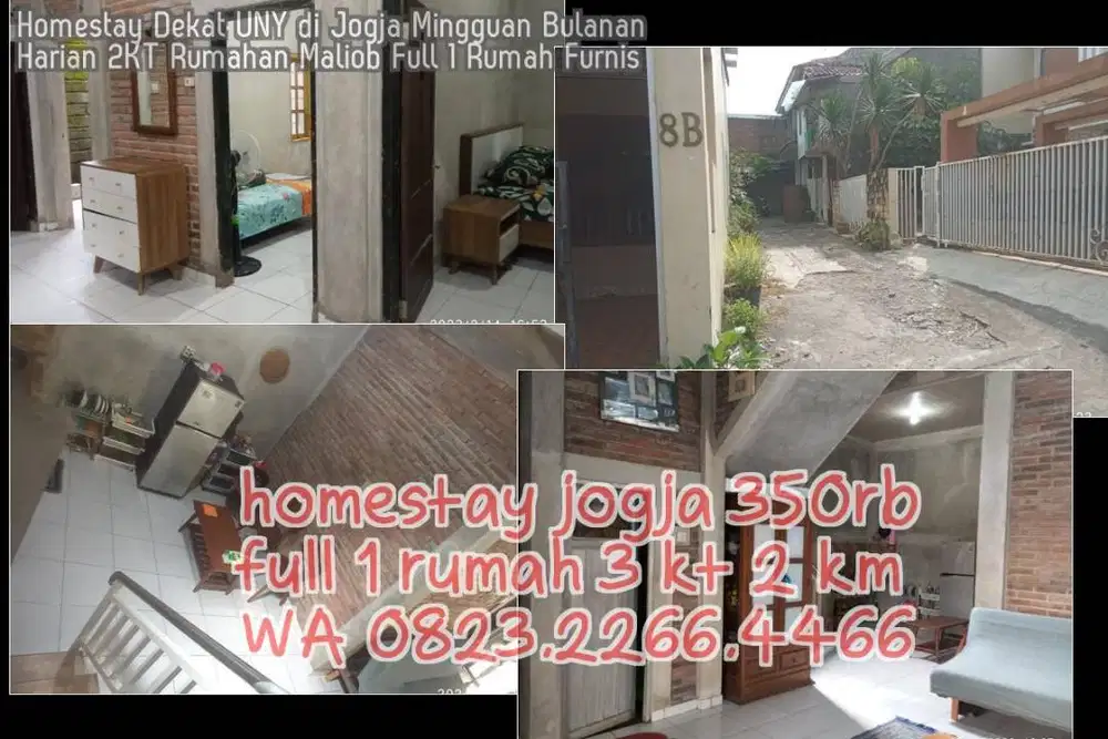 Homestay Dekat UNY di Jogja Mingguan Bulanan Harian 2KT Rumahan Maliob