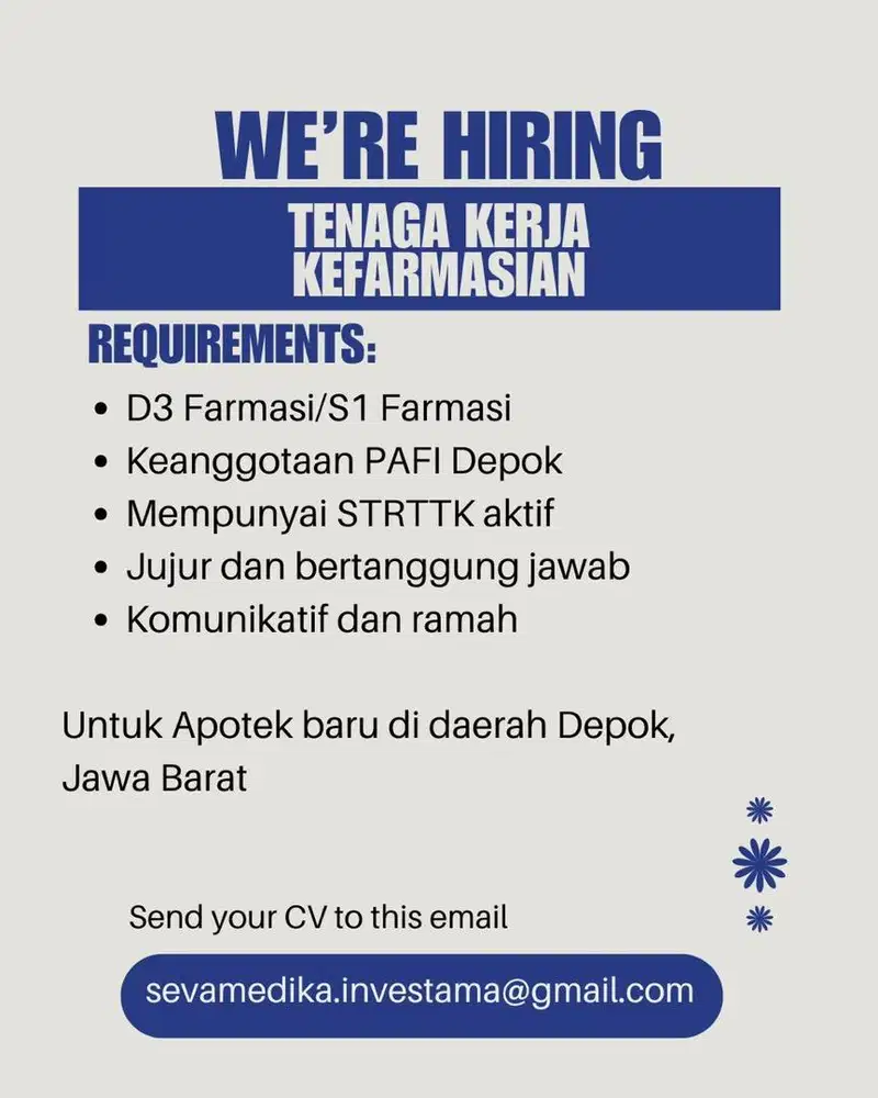 Dicari Tenaga Teknis Kefarmasian