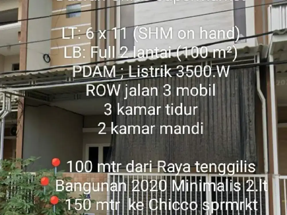 Sewa/jual rumah baru siap pakai jl tenggilis timur dekat chicco supermarket